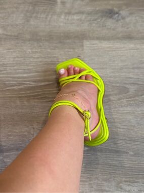 Zara Neon Yellow Strappy Heeled Sandals